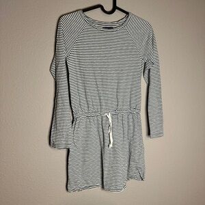 Gap Kids Black and White Striped Dress Ling Sleeve Knee Length Size Large (10)